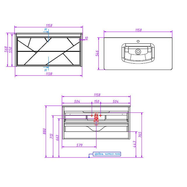 Приобрести caprigo тумба с раковиной tibet - picco 115 см, белая, эмаль