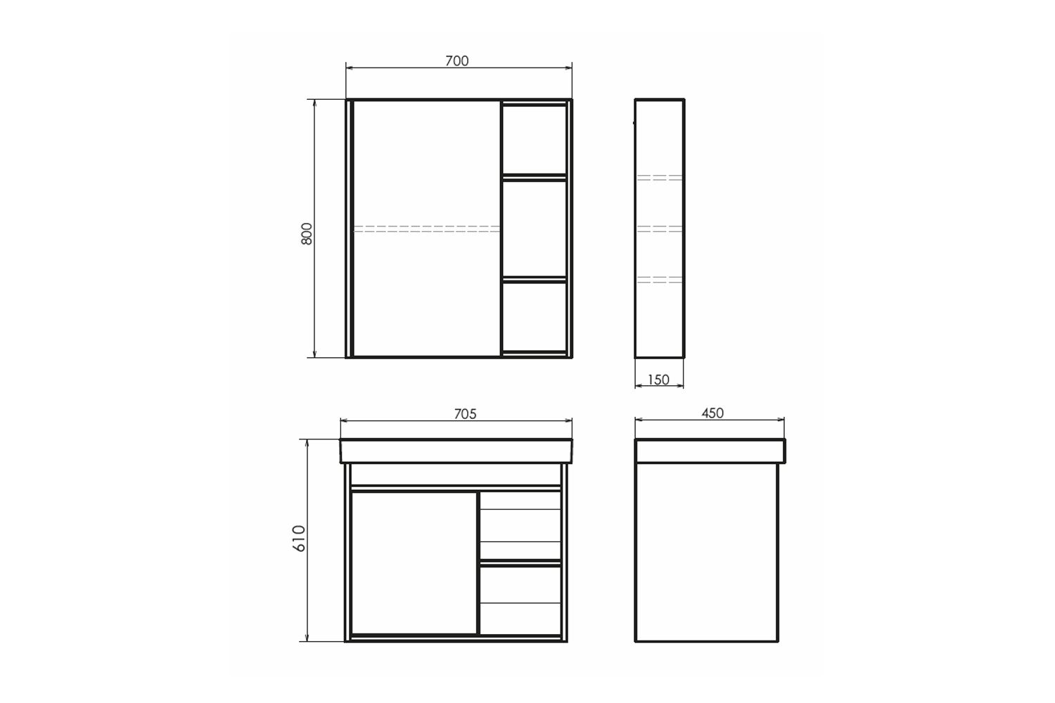 Приобрести сomforty зеркало-шкаф вена-70 дуб дымчатый