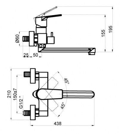 Приобрести смеситель для ванны azario treya с длинным изливом, хром az-15681721