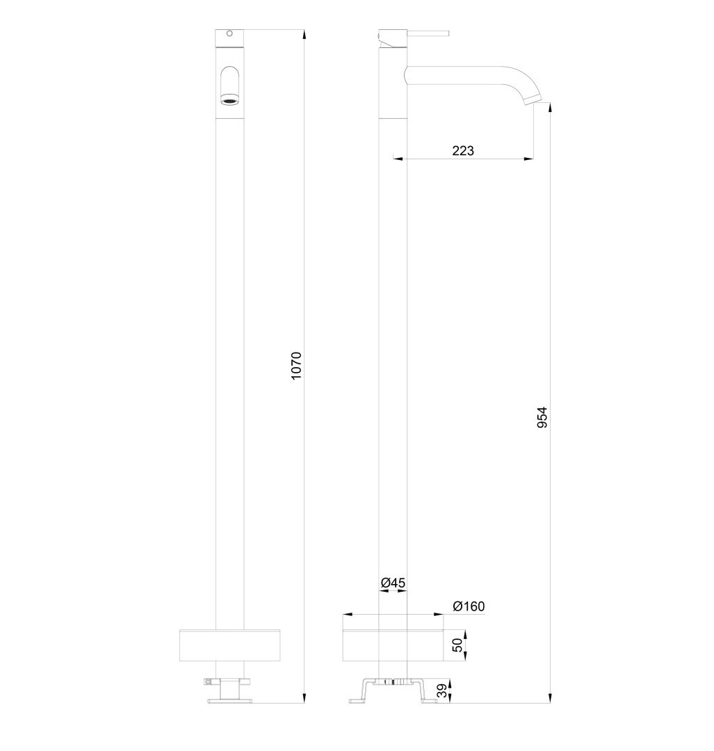 Приобрести смеситель для раковины напольного монтажа wonzon & woghand stick, черный матовый (ww-88649905-mb)