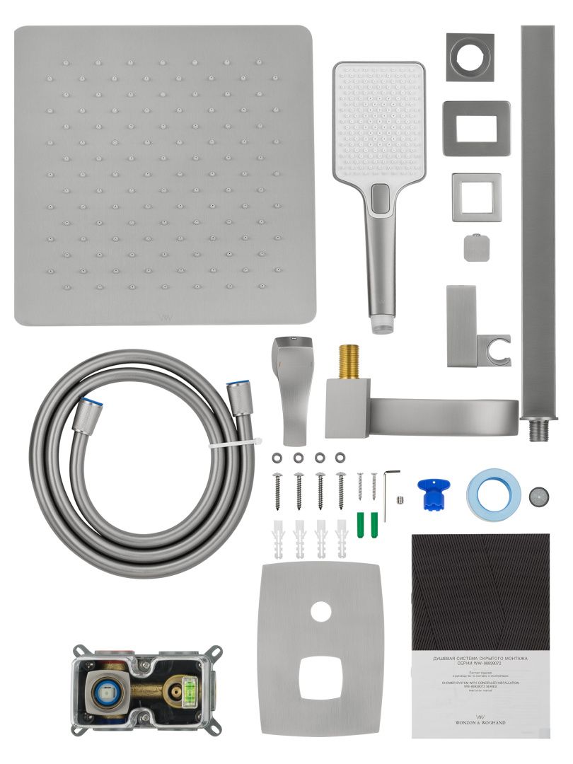 Приобрести душевая система встраиваемая wonzon & woghand flex, брашированный никель (ww-88939072-bn)