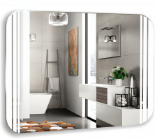 Azario Зеркало Force 91,5х68,5 см, белый, сенсорный выключатель, часы LED-00002524