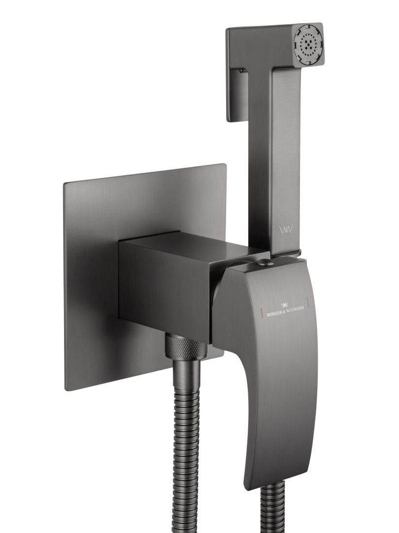 Приобрести смеситель с гигиеническим душем встраиваемый wonzon & woghand fit, темный графит (ww-88829009-bgm)