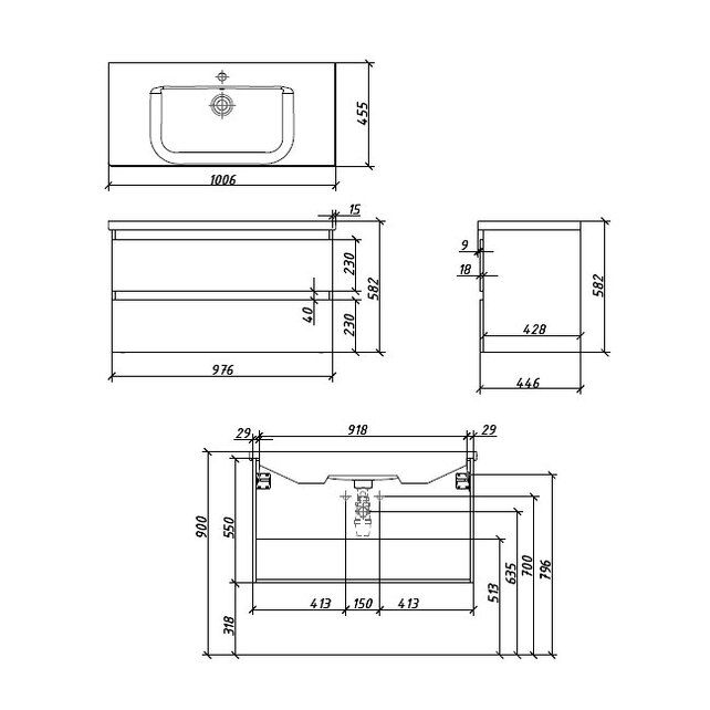Приобрести caprigo тумба с раковиной forte 100 см, кобальт