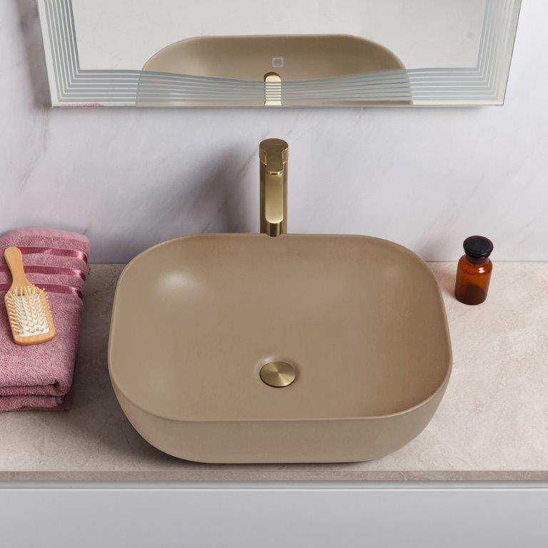 Приобрести belbagno накладная раковина 50х40 см, бежевый матовый bb1302-h316
