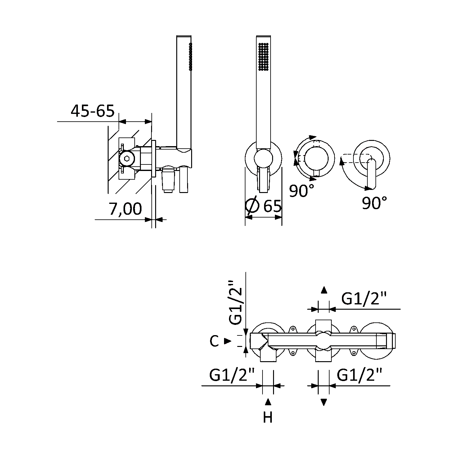 Приобрести cezares встраиваемый смеситель для душа leaf-dim3-d-l-nop