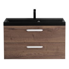 BelBagno Тумба с раковиной AURORA 80 см, подвесная Rovere Tabacco, чёрная раковина