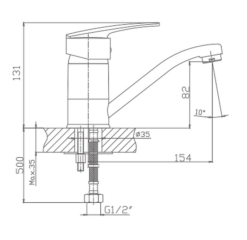 Приобрести haiba смеситель для кухни 189 мм, хром hb-4506