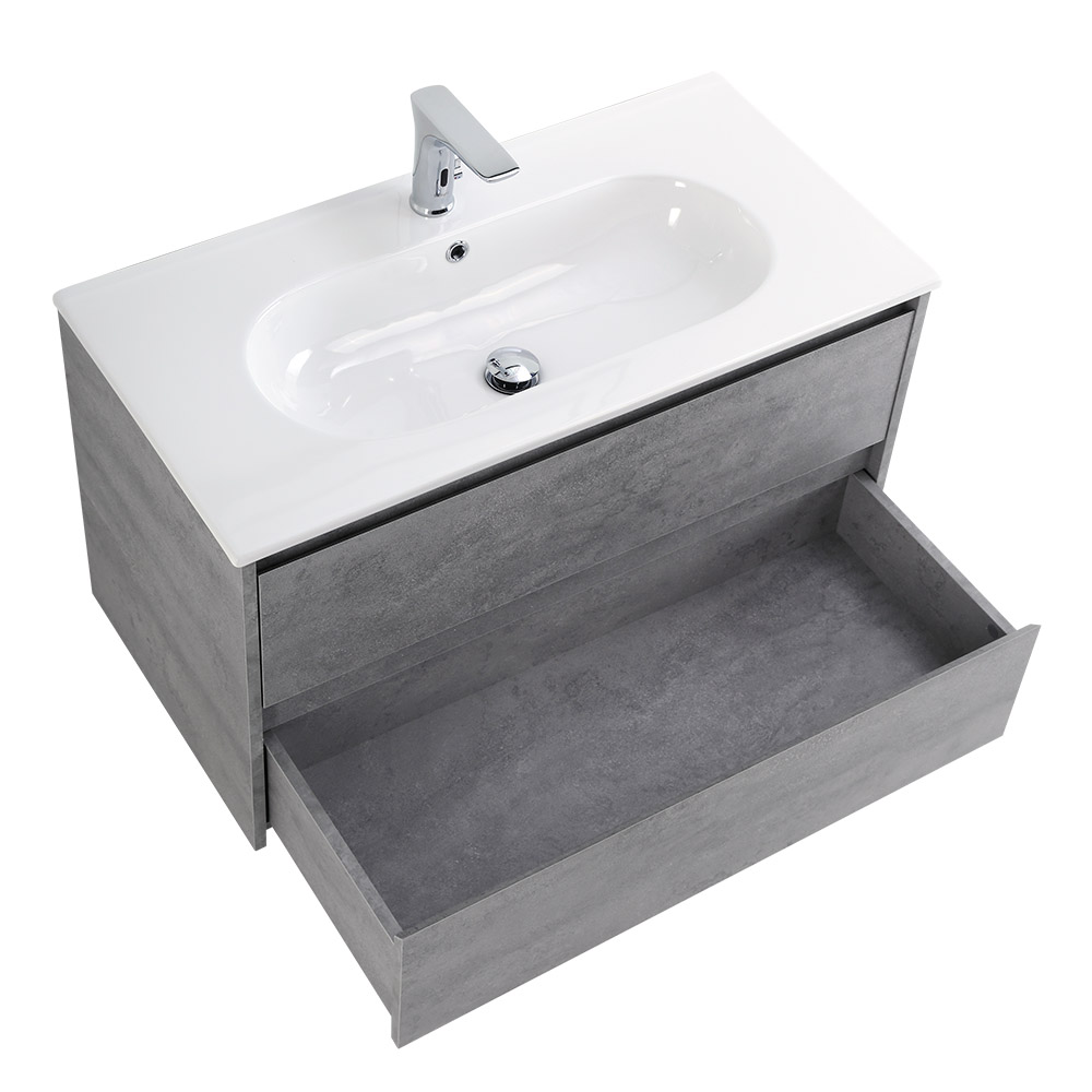 Приобрести belbagno тумба с раковиной kraft 80 см, подвесная cemento grigio, белая раковина
