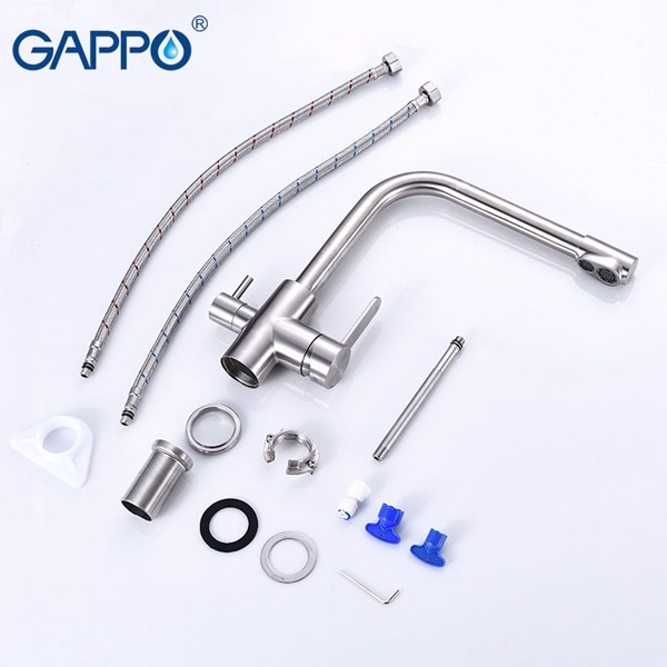 Приобрести gappo смеситель для кухни g4399-1 с фильтром и высоким изливом, нержавеющая сталь 84972