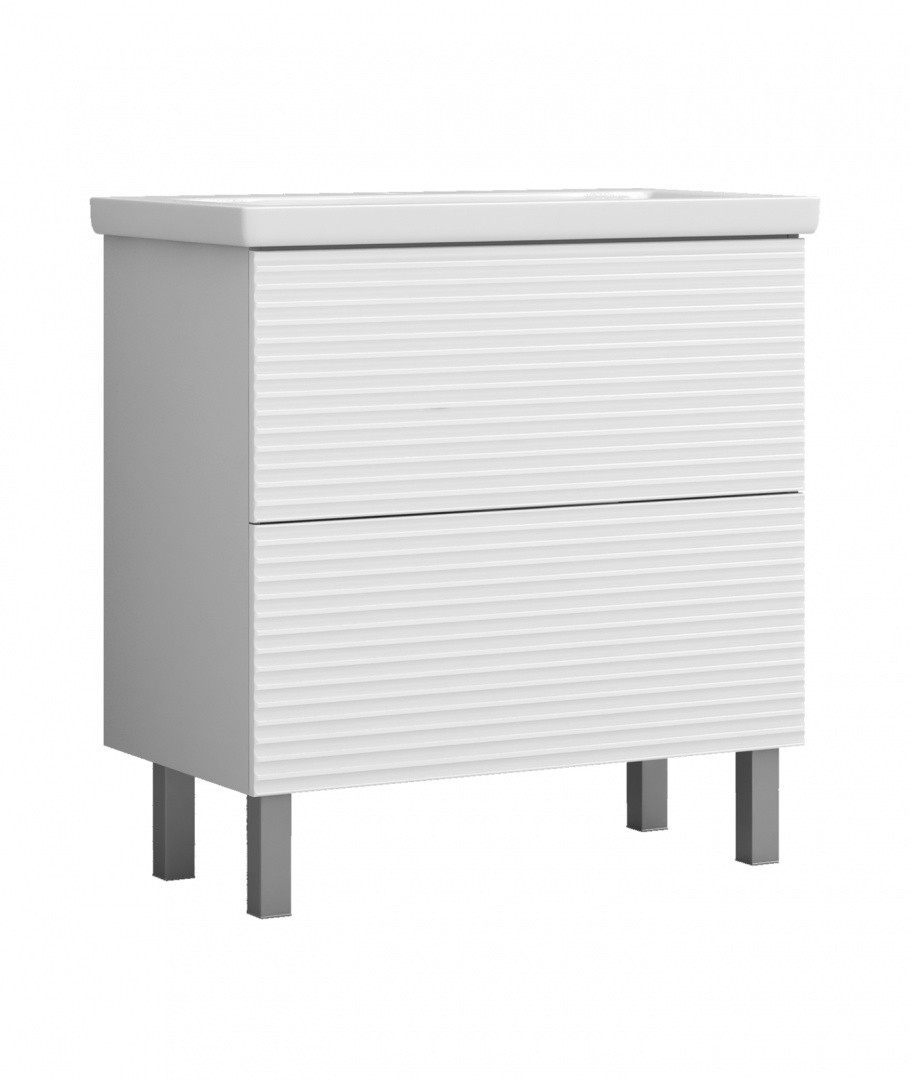 Приобрести vigo тумба с раковиной otti 80см, 2 ящика, напольная, белая tn.ott.com.80.2y