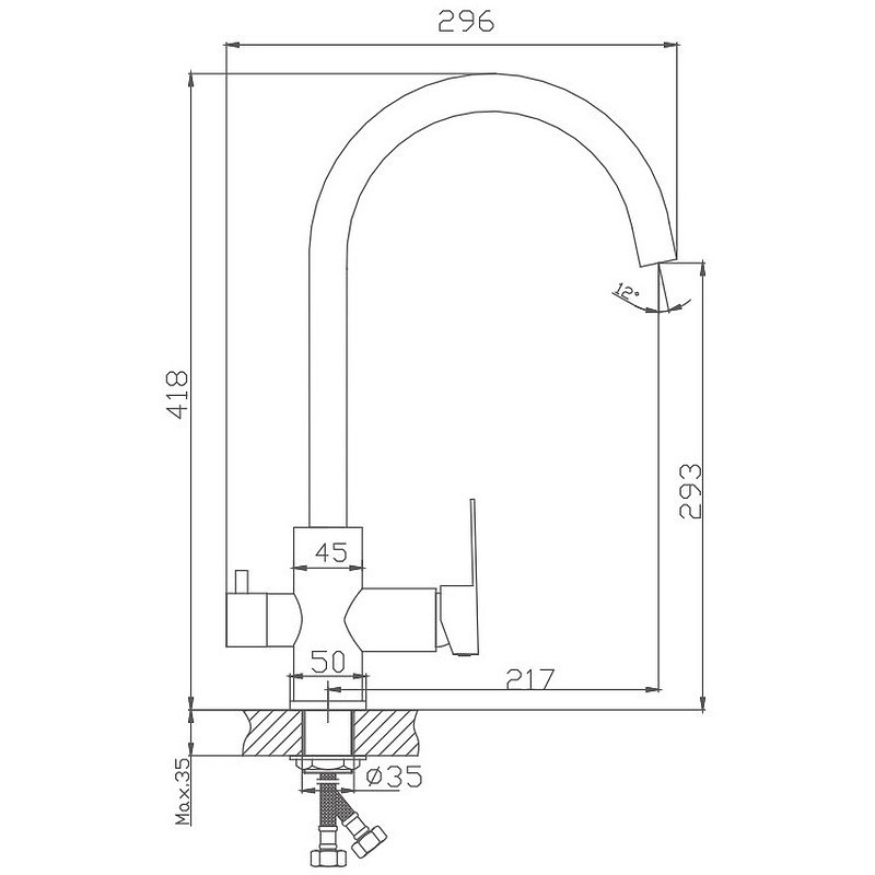 Приобрести haiba смеситель для кухни 418мм, нержавеющая сталь hb-76801