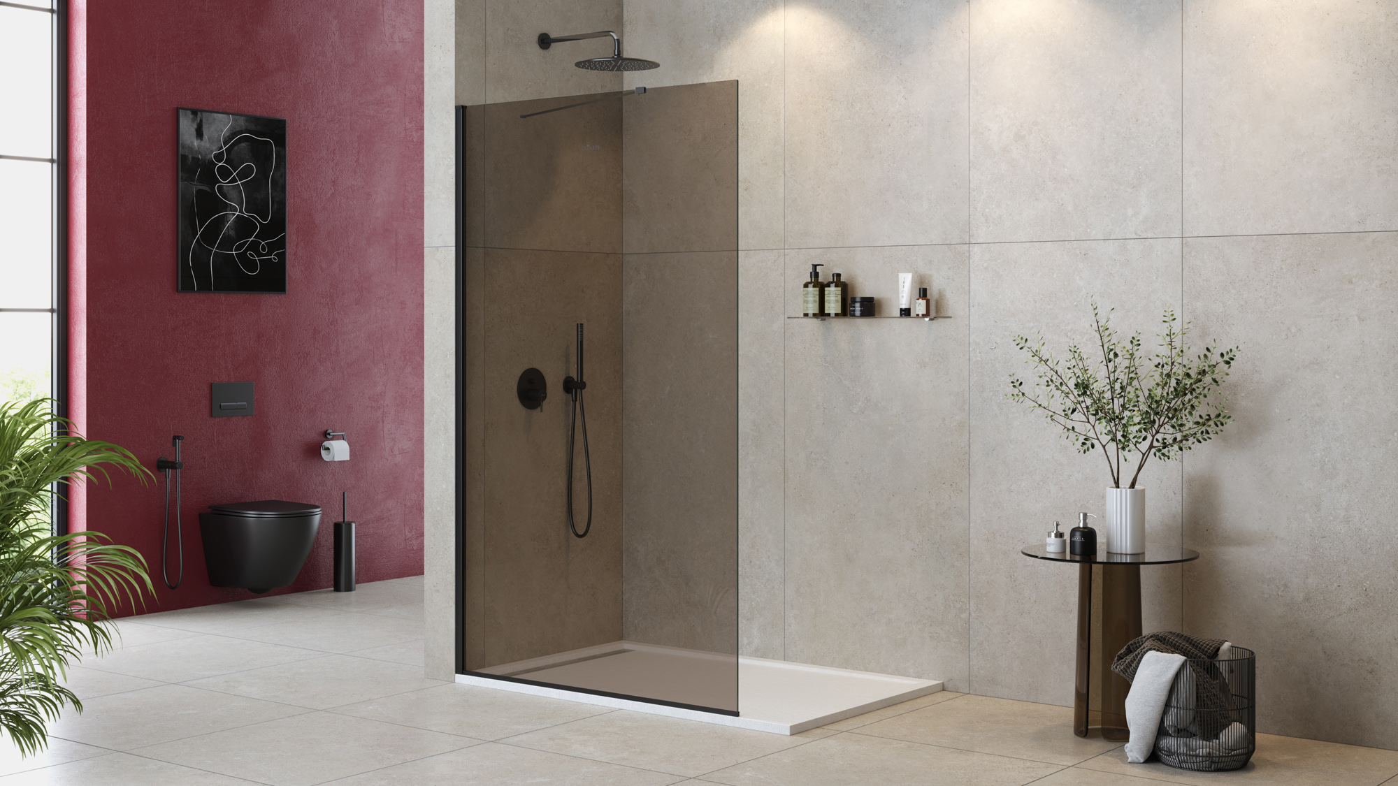 Приобрести cezares душевая перегородка liberta 120 см, бронза\черный liberta-l-1-tb-120-br-nero