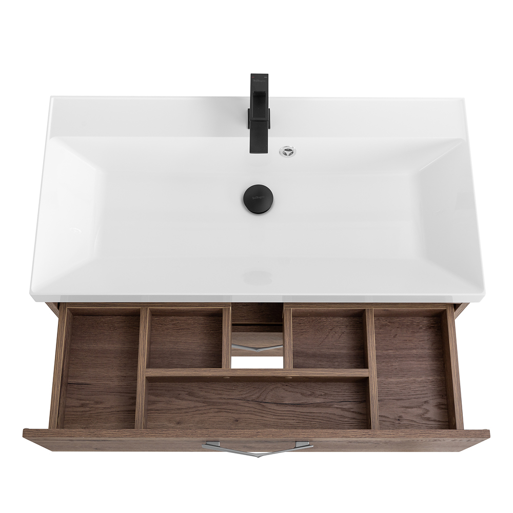 Приобрести belbagno тумба с раковиной aurora 90 см, подвесная rovere tabacco, белая раковина