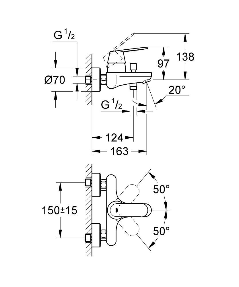 Приобрести смеситель для ванны grohe eurosmart cosmopolitan 32831000