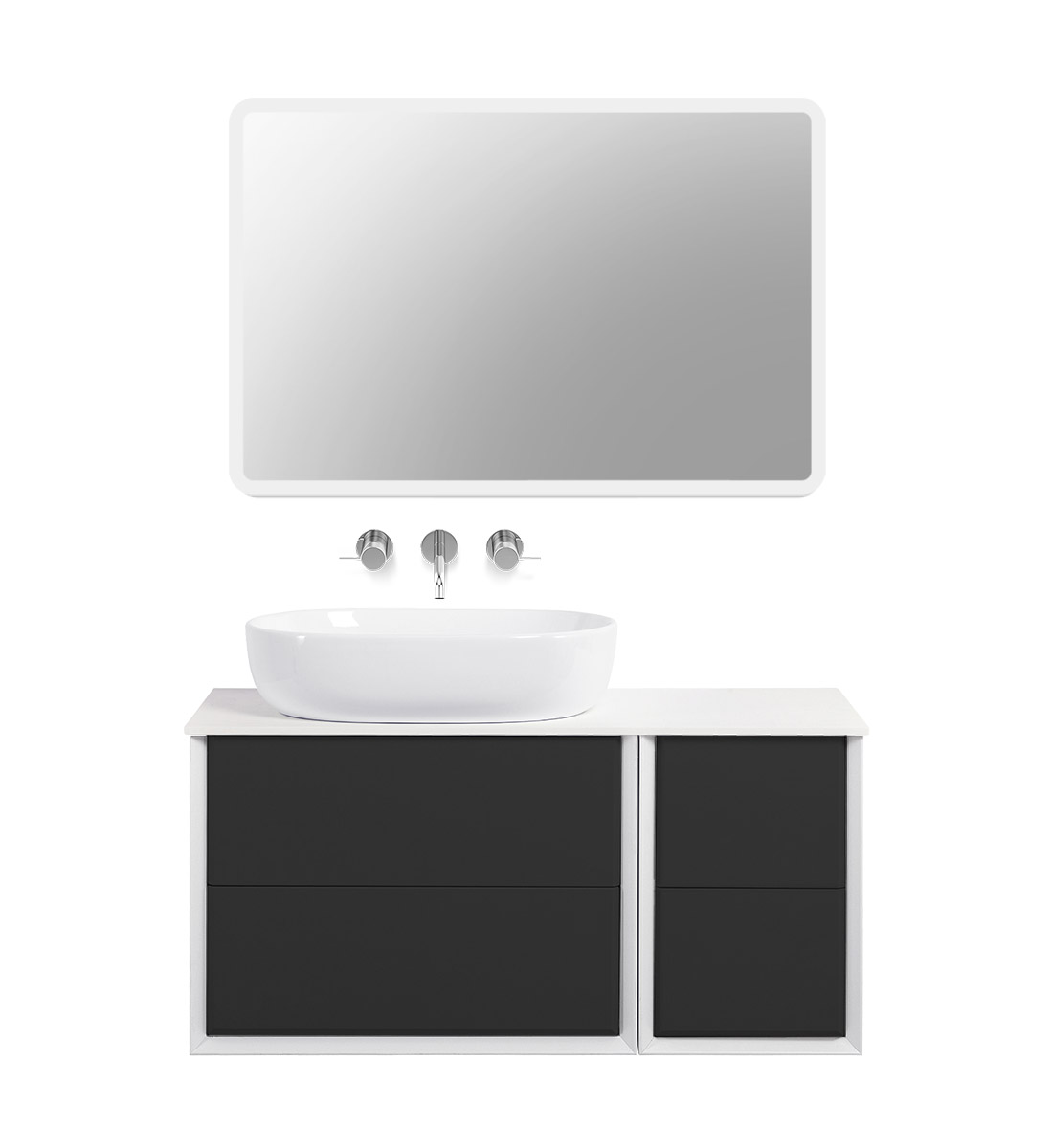 Приобрести cezares тумба со столешницей подвесная bellagio 106 см grafite, графит 54715