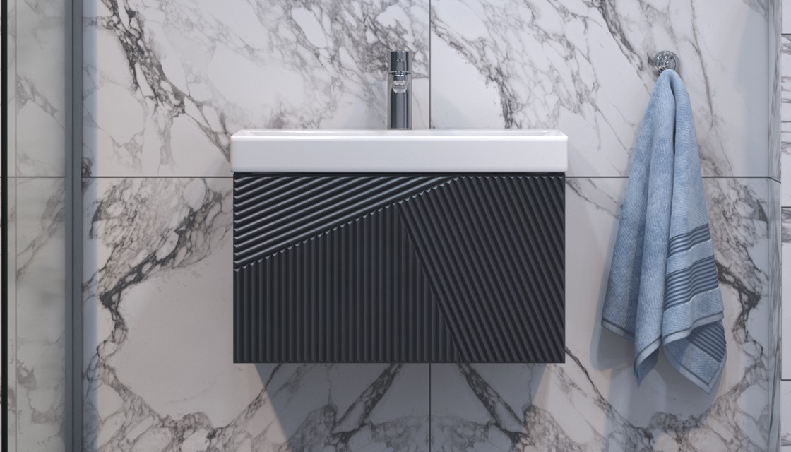 Приобрести тумба подвесная с раковиной velvex edge 60 см, графит tpedg.60.1y-231