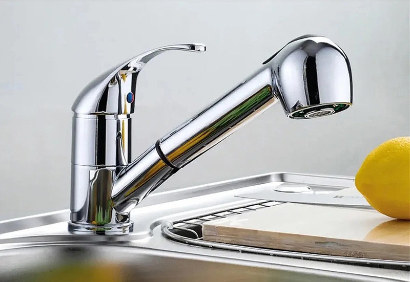 Приобрести haiba смеситель для кухни 239 мм с выдвижным изливом, хром hb-6003