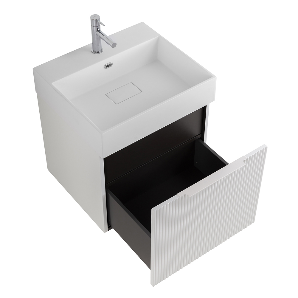 Приобрести cezares тумба подвесная с раковиной premium 50 см plisse bianco opaco, белая 55431