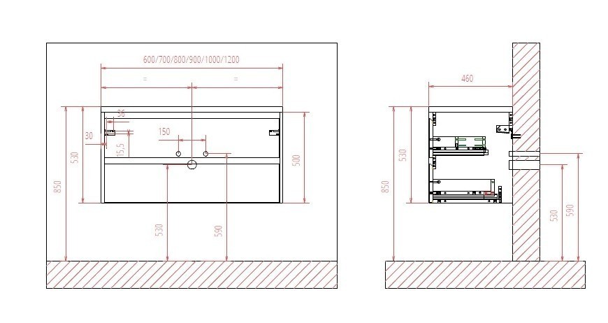 Приобрести тумба подвесная с раковиной belbagno kraft-600-2c-so-rt 60 см, rovere tabacco