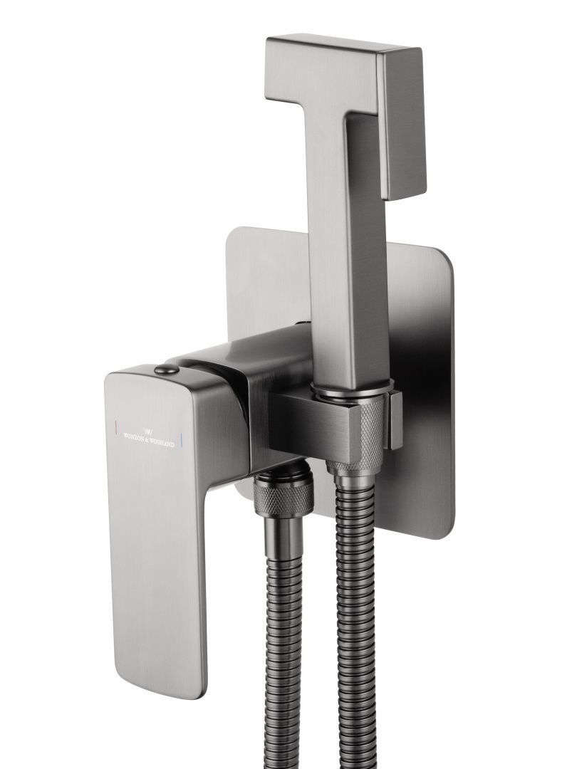 Приобрести смеситель с гигиеническим душем встраиваемый wonzon & woghand edge, темный графит (ww-88829003-bgm)