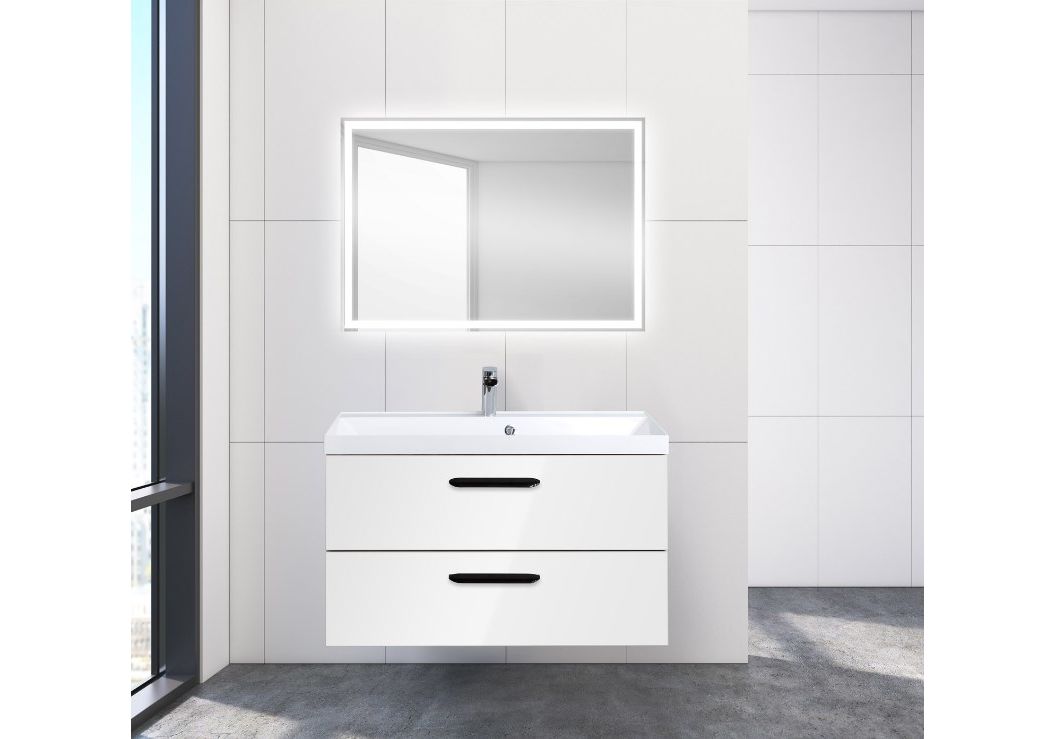 Приобрести тумба подвесная с раковиной belbagno aurora-900-2c-so-bl 90 см, bianco lucido