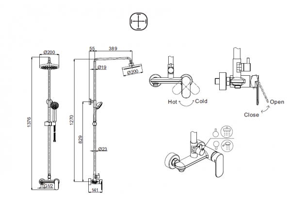 Приобрести душевая система bravat opal r, хром f9125183cp-a2-rus