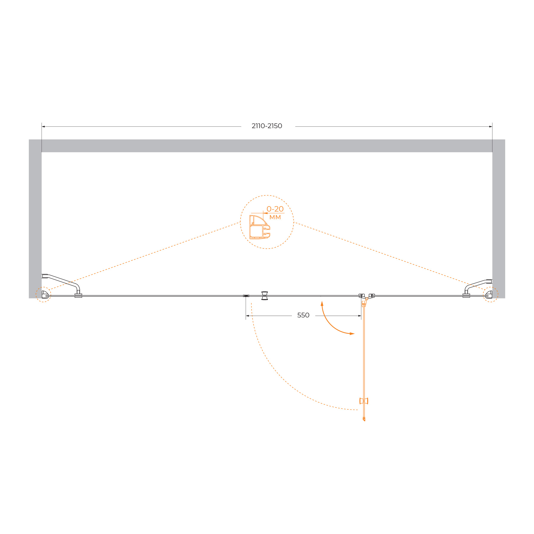 Приобрести cezares душевая дверь verona 215 см, хром verona-w-b-13-100+60/60-c-cr