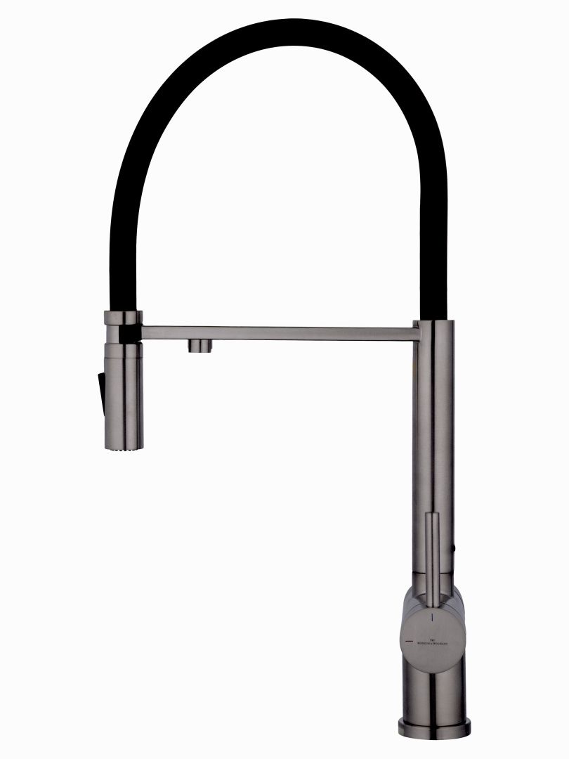 Приобрести смеситель для кухни с гибким изливом и подключением фильтра wonzon & woghand, темный графит (ww-88458009-bgm)