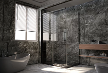 Veconi Душевое ограждение Premium Trento 80х130 см, брашированный графит, прозрачное PTC40-SP-13080-GR-01-C4