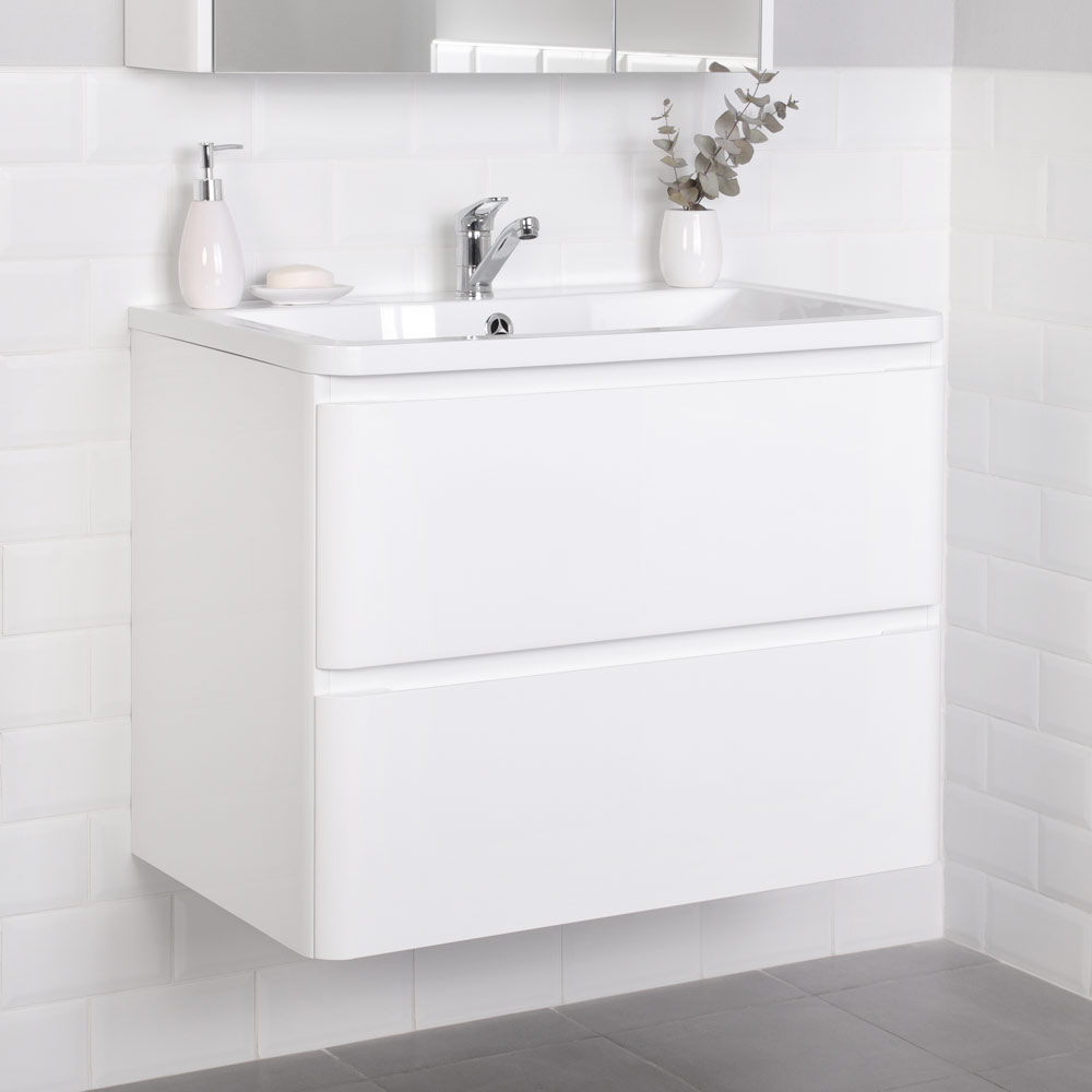 Приобрести тумба подвесная итана roberto 80 с раковиной adel 80, белый глянец