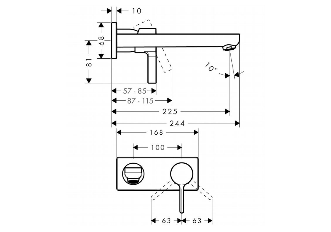 Приобрести 31163000 metris s смеситель для раковины, однорычажный, излив 225 мм, см (нужна сч 13622180)