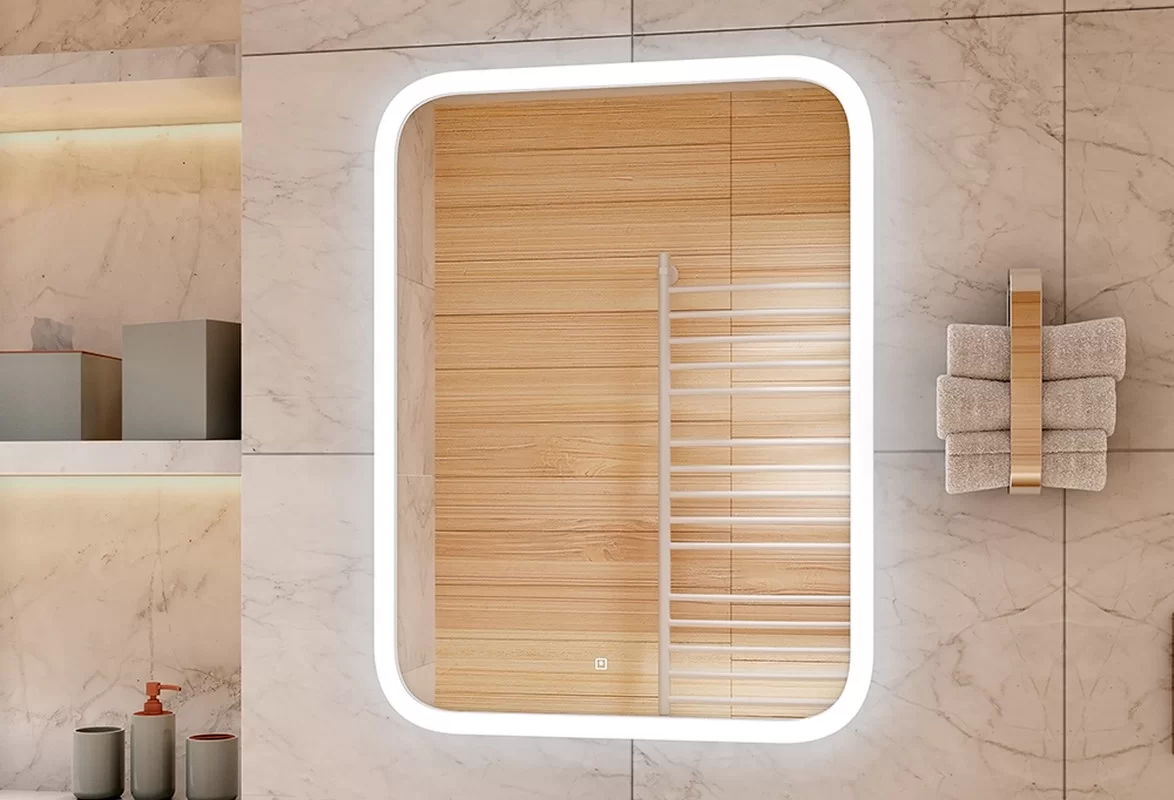 Приобрести continent зеркало с подсветкой glamour 70х80 см, белое