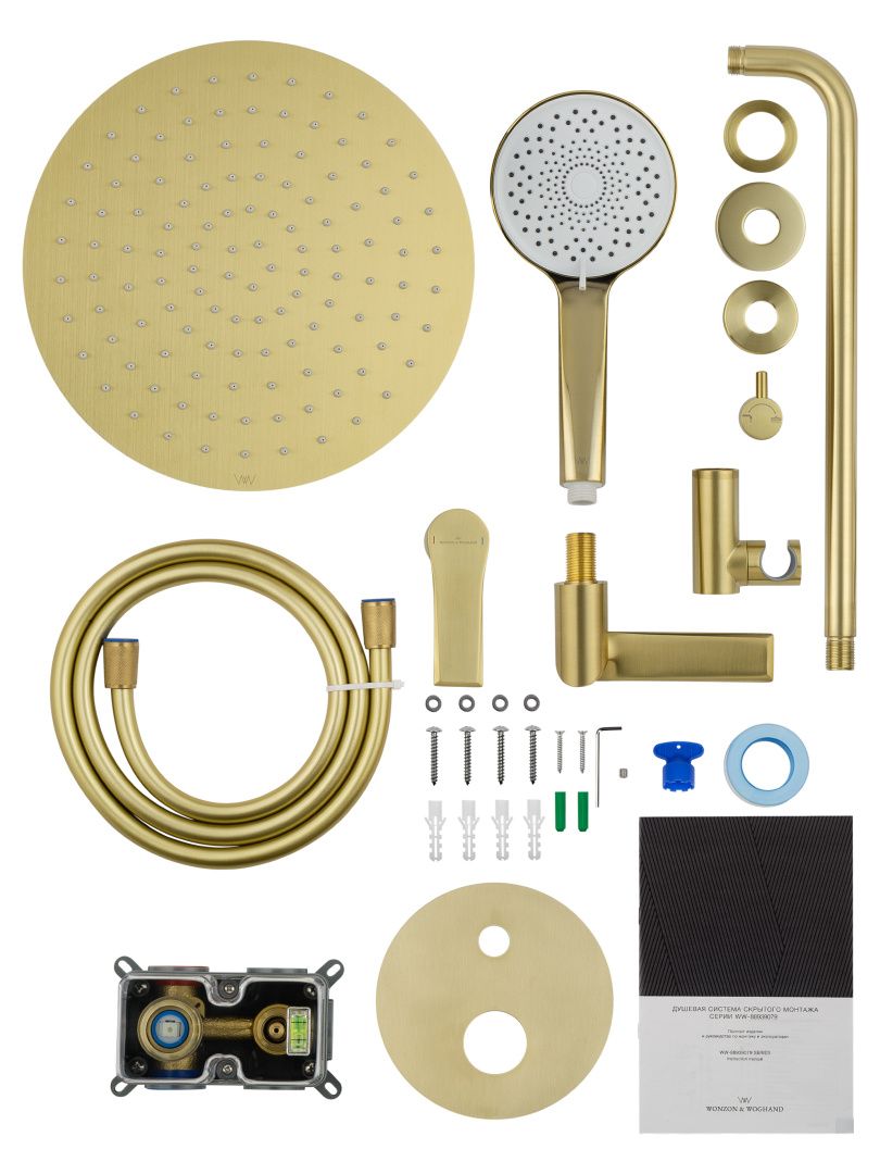 Приобрести душевая система встраиваемая wonzon & woghand brilliant, брашированное золото (ww-88939079-bg)