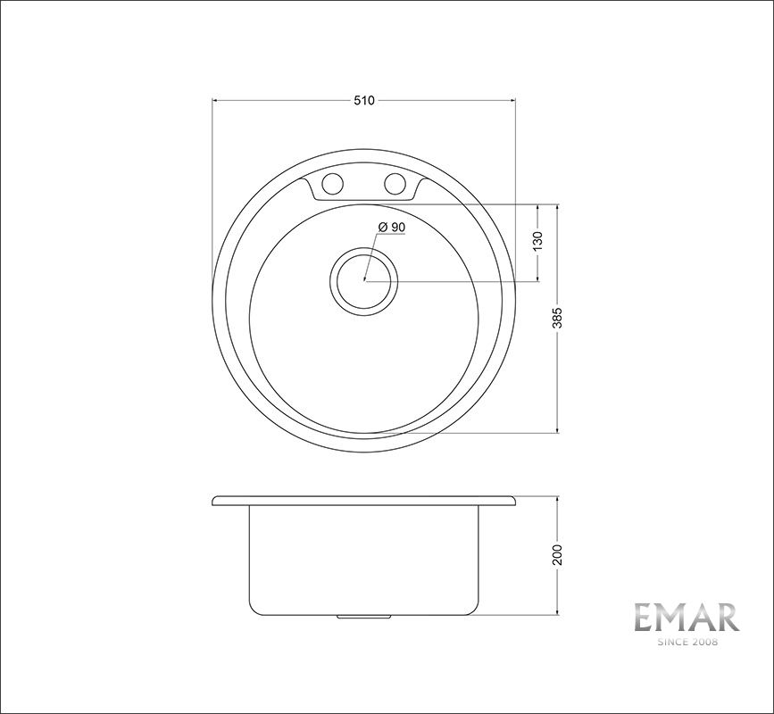 Приобрести oulin кухонная мойка 51х51 см, сатин oulin ol-r510