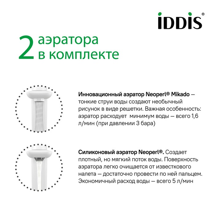 Приобрести iddis смеситель для раковины slide push control 182мм, белый матовый sliwtbti01