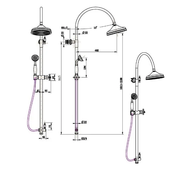 Приобрести boheme душевая система medici, без смесителя, бронза\кристаллы 401-sw