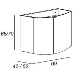 Приобрести cezares тумба подвесная с раковиной rialto 69х70см, голубая