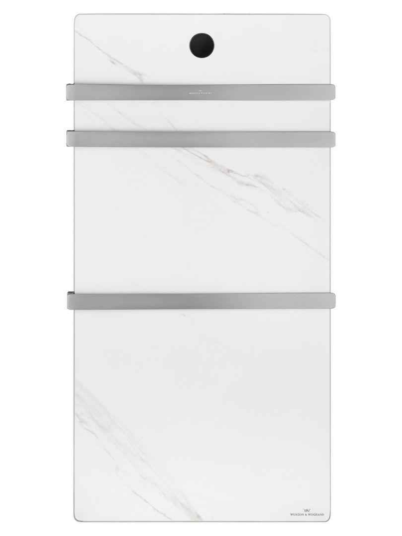 Приобрести полотенцесушитель электрический с каменной плитой белый мрамор wonzon & woghand stuttgart, брашированный никель (ww-a503-br)
