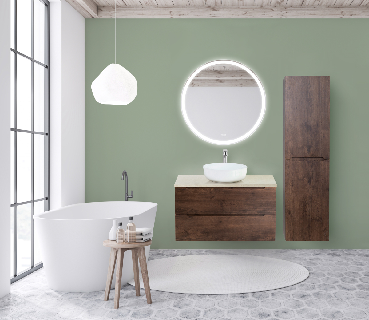 Приобрести belbagno тумба со столешницей etna 100 см, подвесная rovere moro