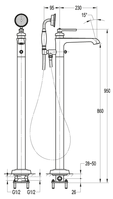 Приобрести cezares напольный смеситель для ванныliberty-f-vdp-01