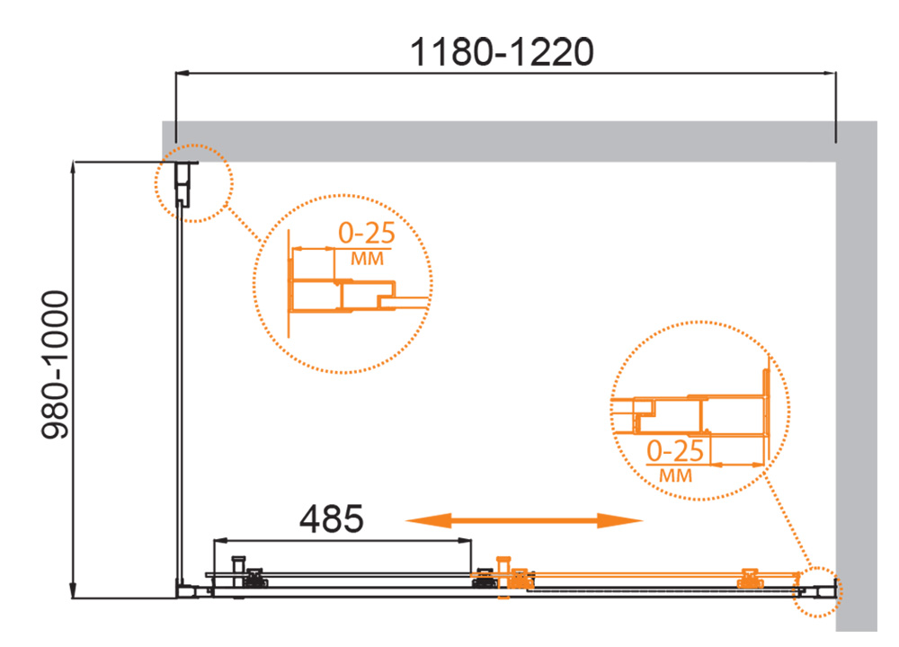 Приобрести cezares душевое ограждение molveno 120х100 см, хром molveno-ah-11-120/100-c-cr-iv