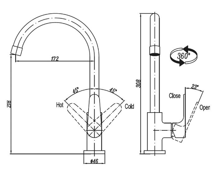Приобрести cezares смеситель для кухни с высоким изливом laconico, хром laconico-c-ll25-01
