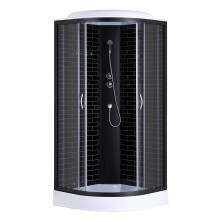 Loranto Душевая кабина SUNWAY 800х800х2150 поддон 13см, черный кирпичный узор, прозрачное стекло 4мм, профиль черный (CS668013GB80)