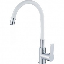 HAIBA Смеситель для кухни 396 мм, гибкий излив, белый\хром HB-70112-8