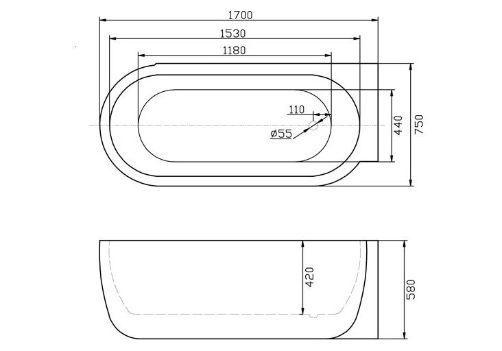 Приобрести ванна акриловая belbagno 170х75 см, bb11-1700r