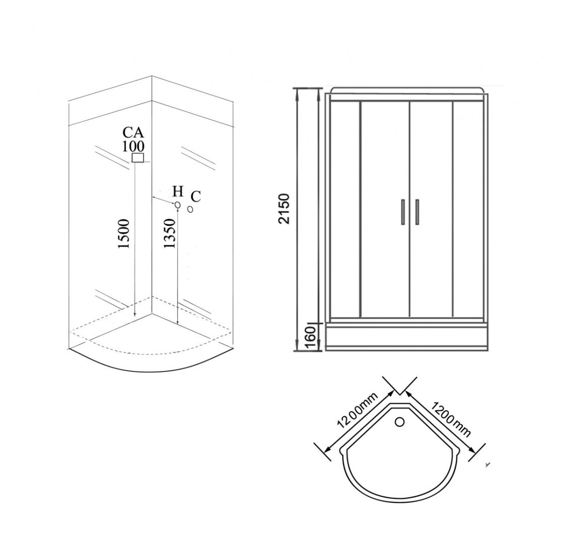 Приобрести grossman гидробокс 120х120 см, черный\прозрачное gr242