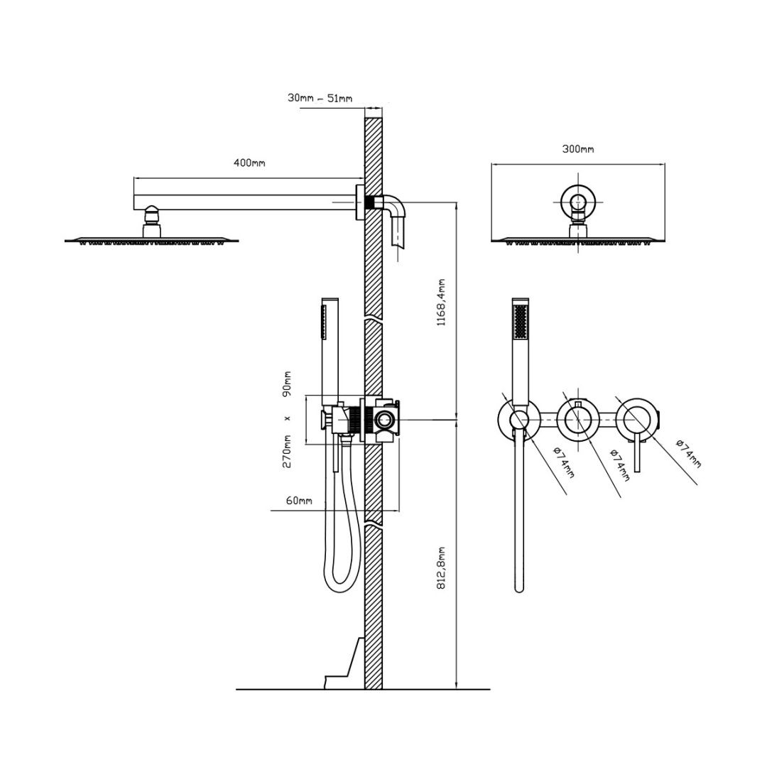 Приобрести vincea встраиваемая душевая система groove, оружейная сталь vsfw-4g01gm