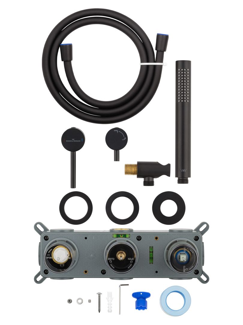 Приобрести смеситель для душевой системы встраиваемый wonzon & woghand stick, черный матовый (ww-838017-mb)