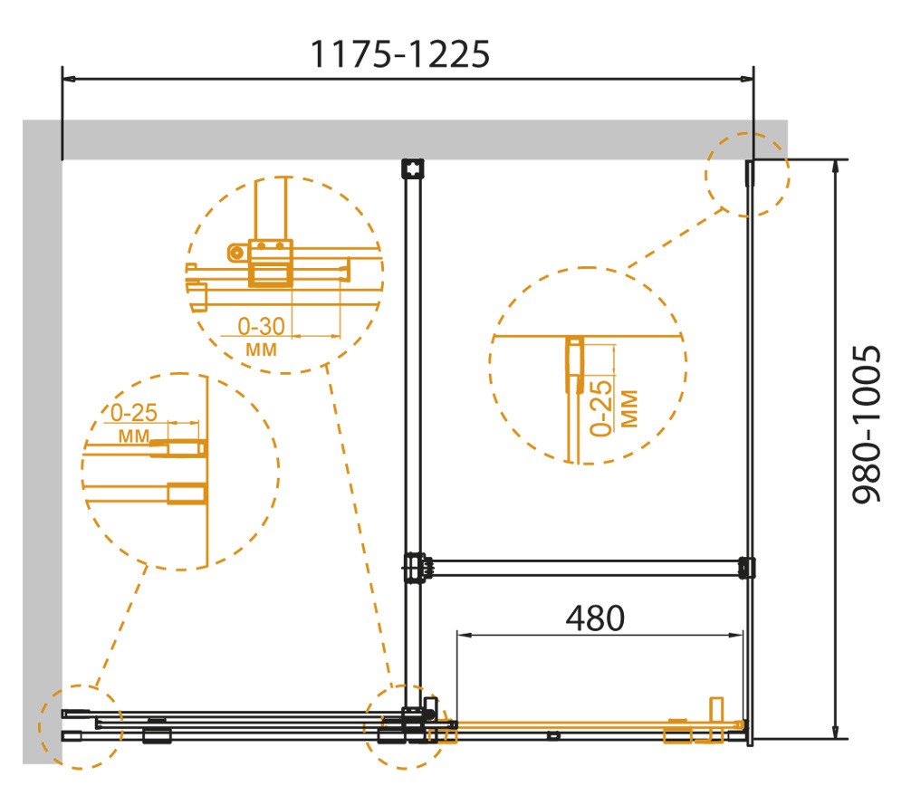 Приобрести cezares душевое ограждение stream 120х100см stream-ah-1-120/100-c-cr